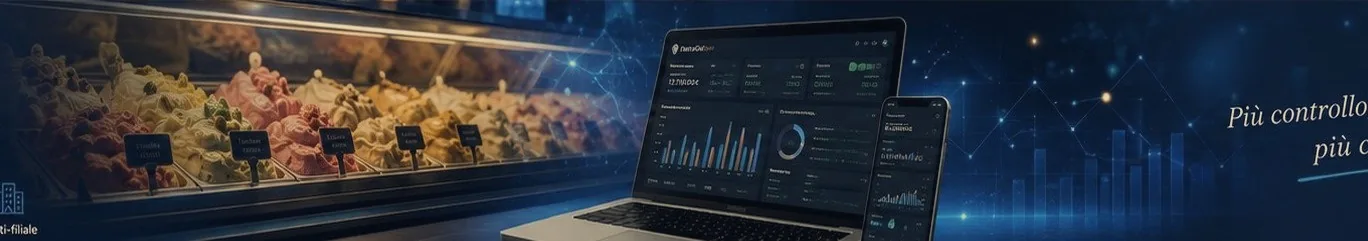 Dashboard multi-sede DataGel 5.0 su laptop e smartphone