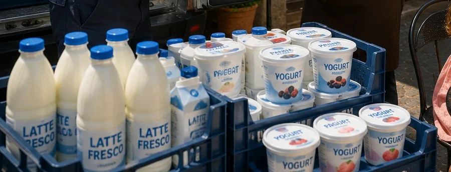 Latte, panna fresca e frutta come ingredienti di qualità