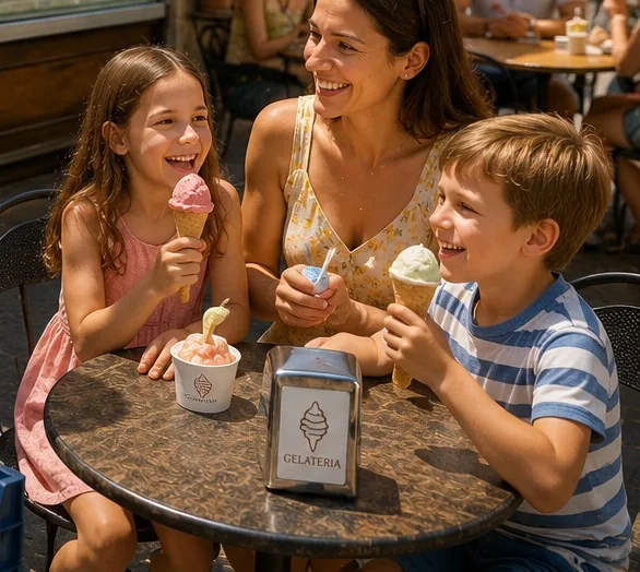 Cliente che gusta un gelato in un momento di piacere