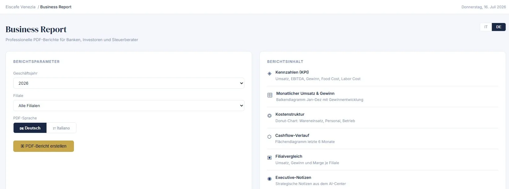 Estratto del Business Report PDF di Data-Azie con KPI aziendali